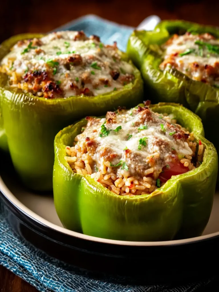 Stuffed Green Peppers (with Rice, Italian Sausage, and Parmesan) First Image