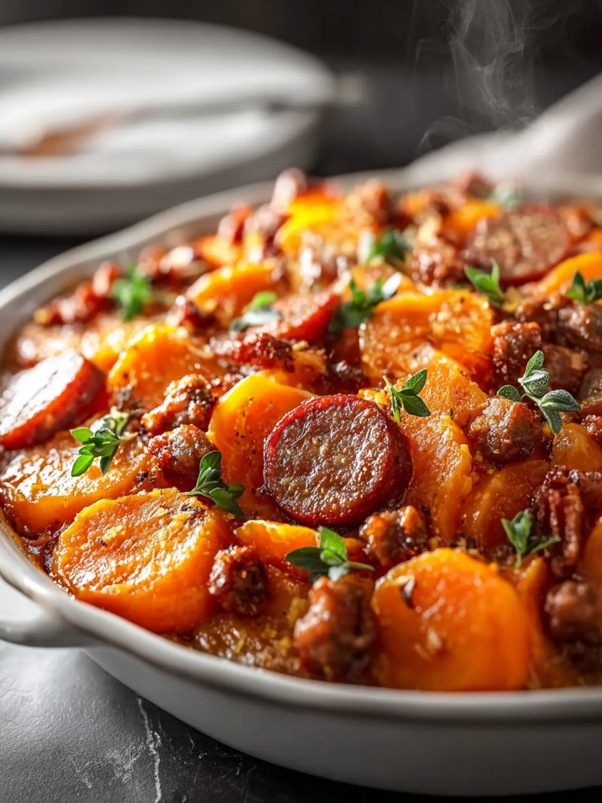 Sweet Potato and Sausage Casserole Recipe First Image