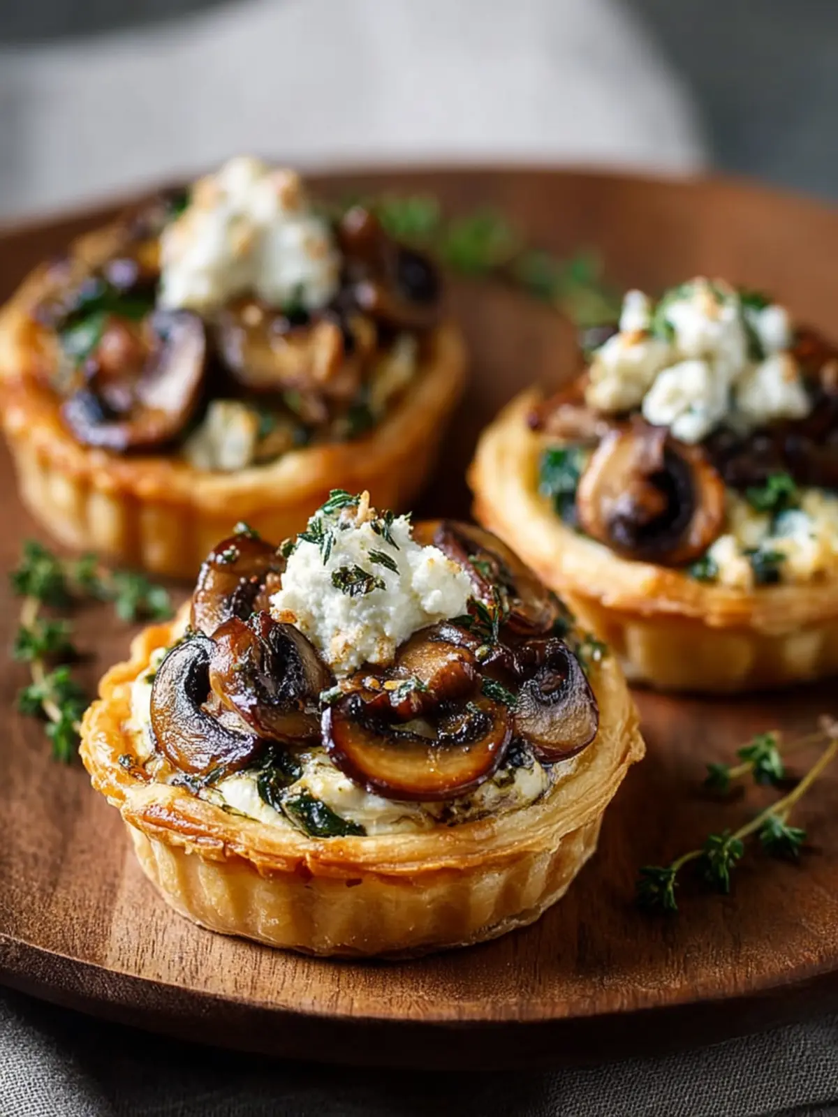 Mushroom, Shallot & Herbed Goat Cheese Tarts – A Gourmet Bite That Feels Fancy but Feeds the Soul First Image