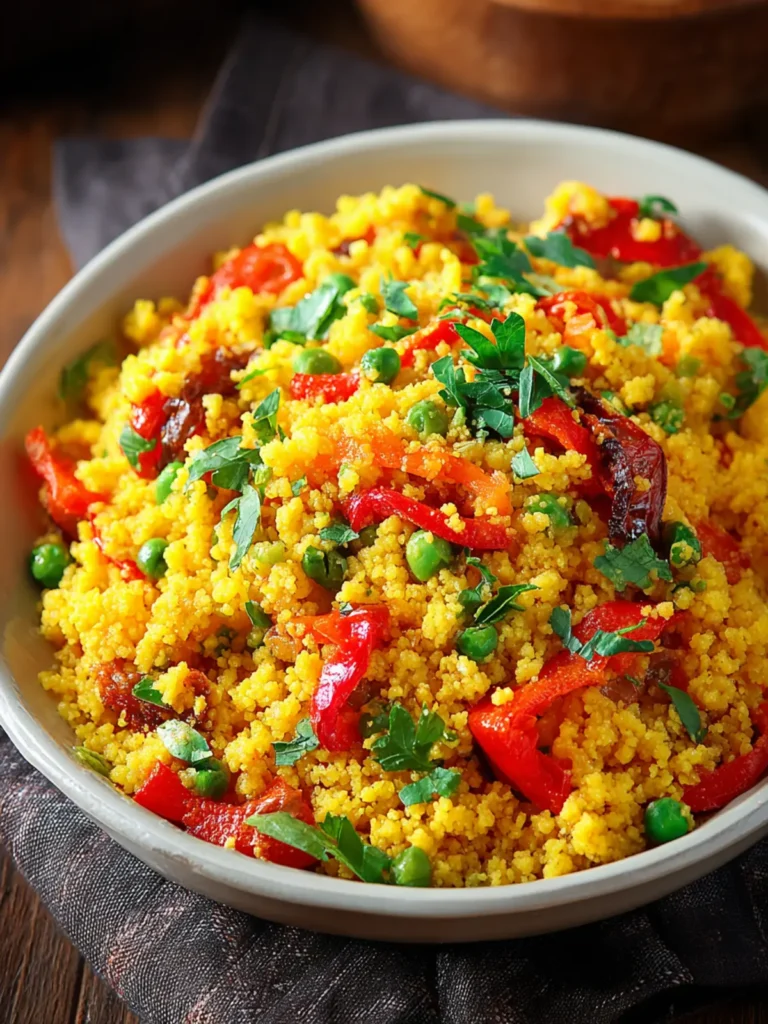 Irresistible Saffron Couscous with Roasted Peppers Recipe First Image