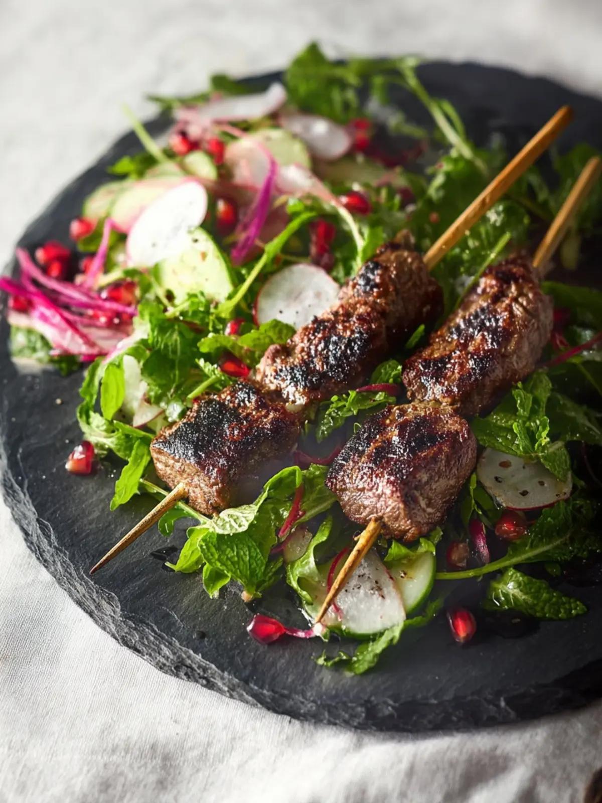 Grilled Lamb Kebabs with Herb Salad First Image