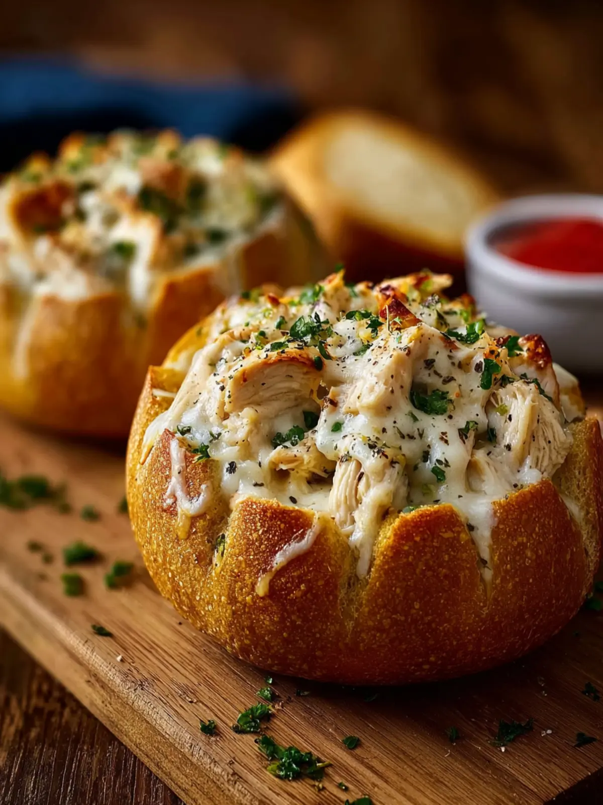 Chicken Alfredo Bread Bowls First Image