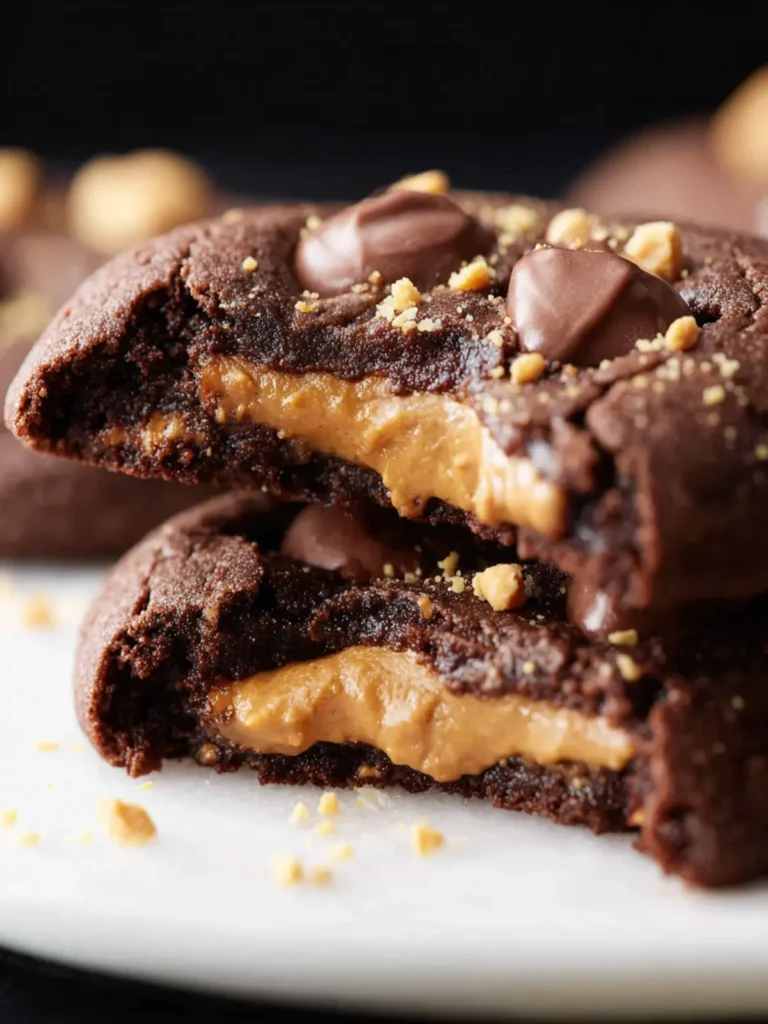 Peanut Butter Stuffed Chocolate Cookies First Image