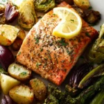 Sheet Pan Salmon and Veggies First Image