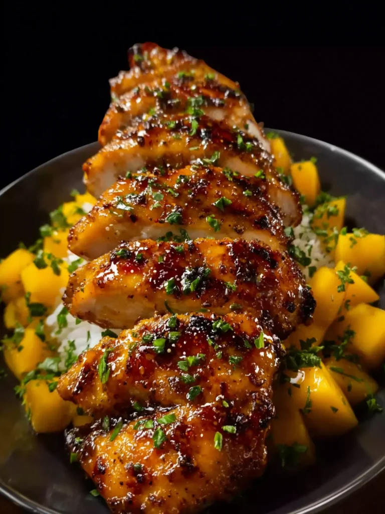 Asian mango glazed chicken First Image
