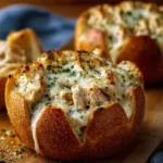 chicken alfredo garlic bread bowls First Image